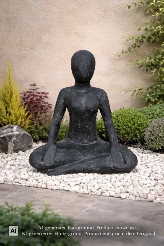 Product image of the product “Seated Woman in Yoga position - Lotus Position, 60cm High. Stone cast, handcrafted & coloured 60 cm (hollow casting)”